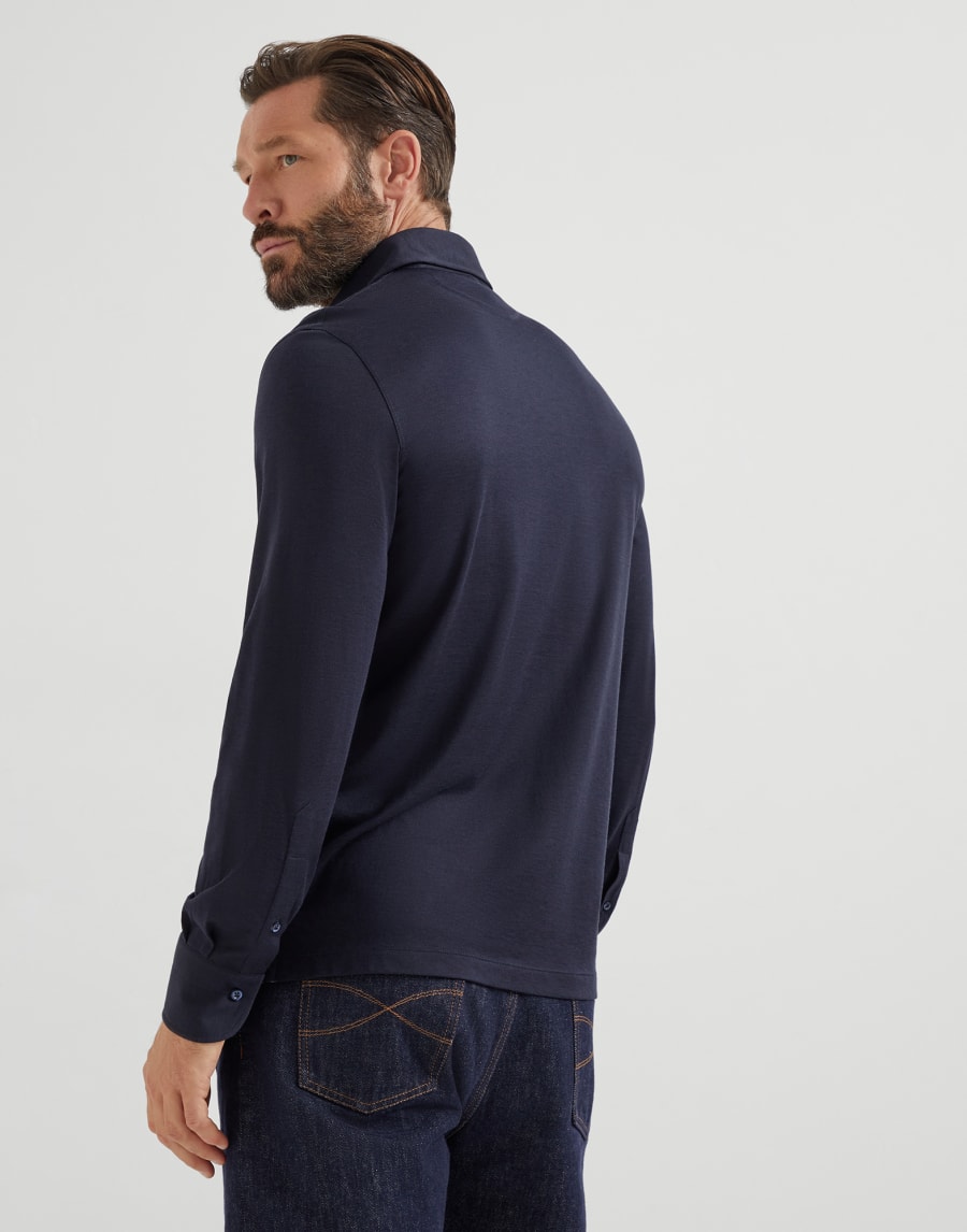 Jersey polo shirt Navy Blue Man - Brunello Cucinelli