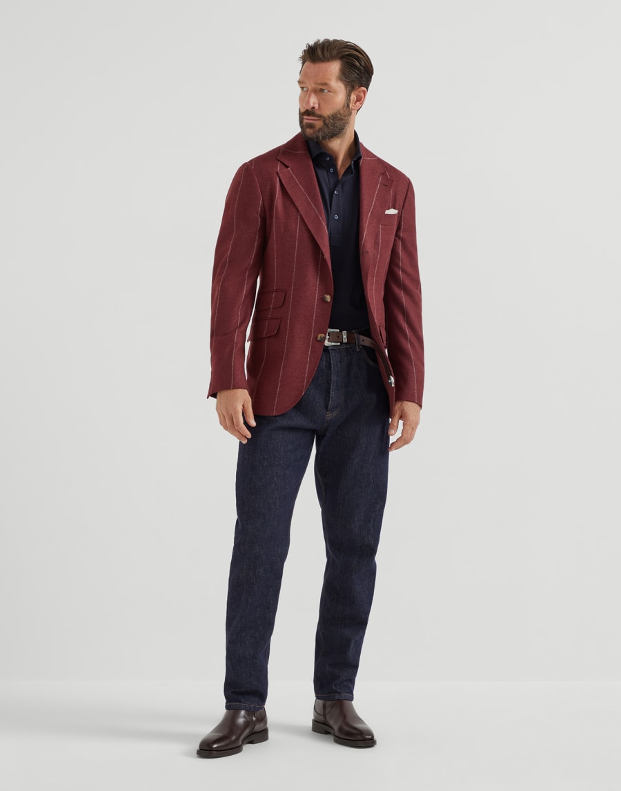 Jersey polo shirt Navy Blue Man - Brunello Cucinelli