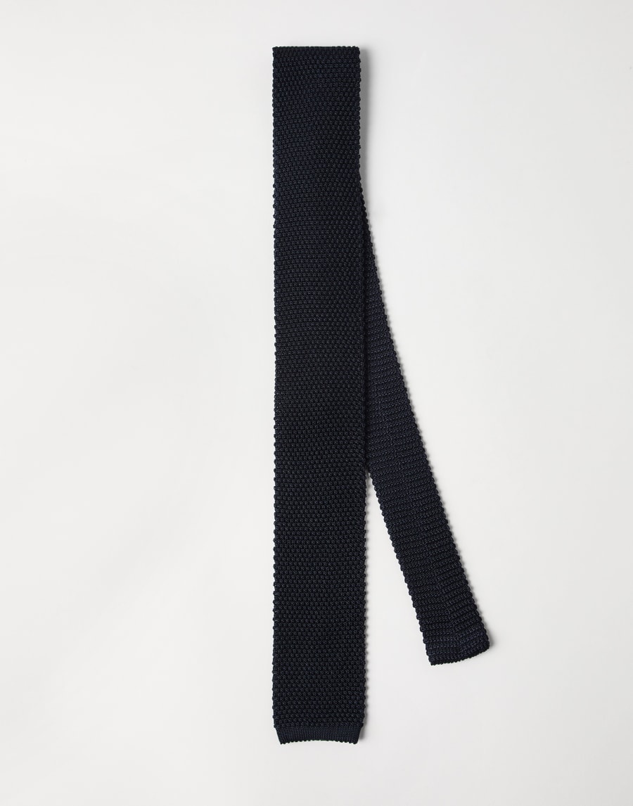 Knit necktie Navy Blue Man - Brunello Cucinelli