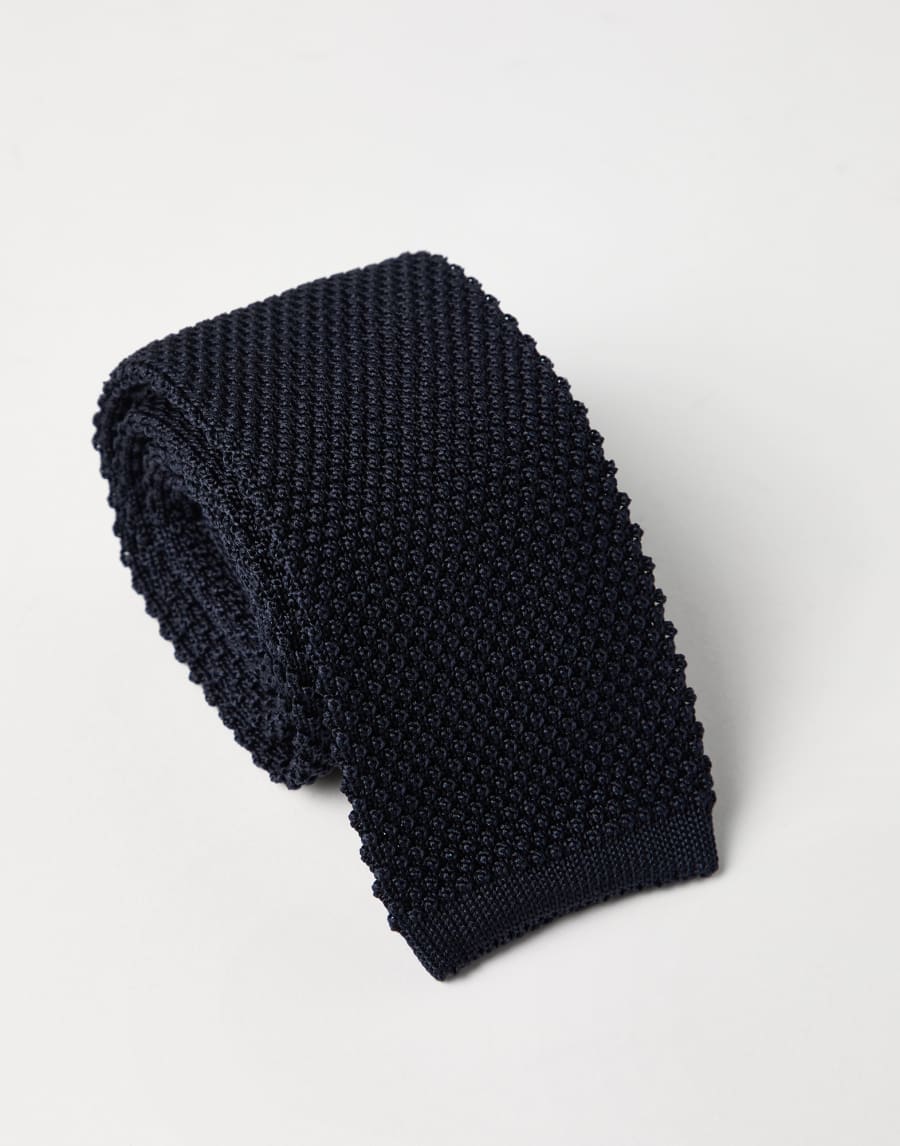 Knit necktie Navy Blue Man - Brunello Cucinelli