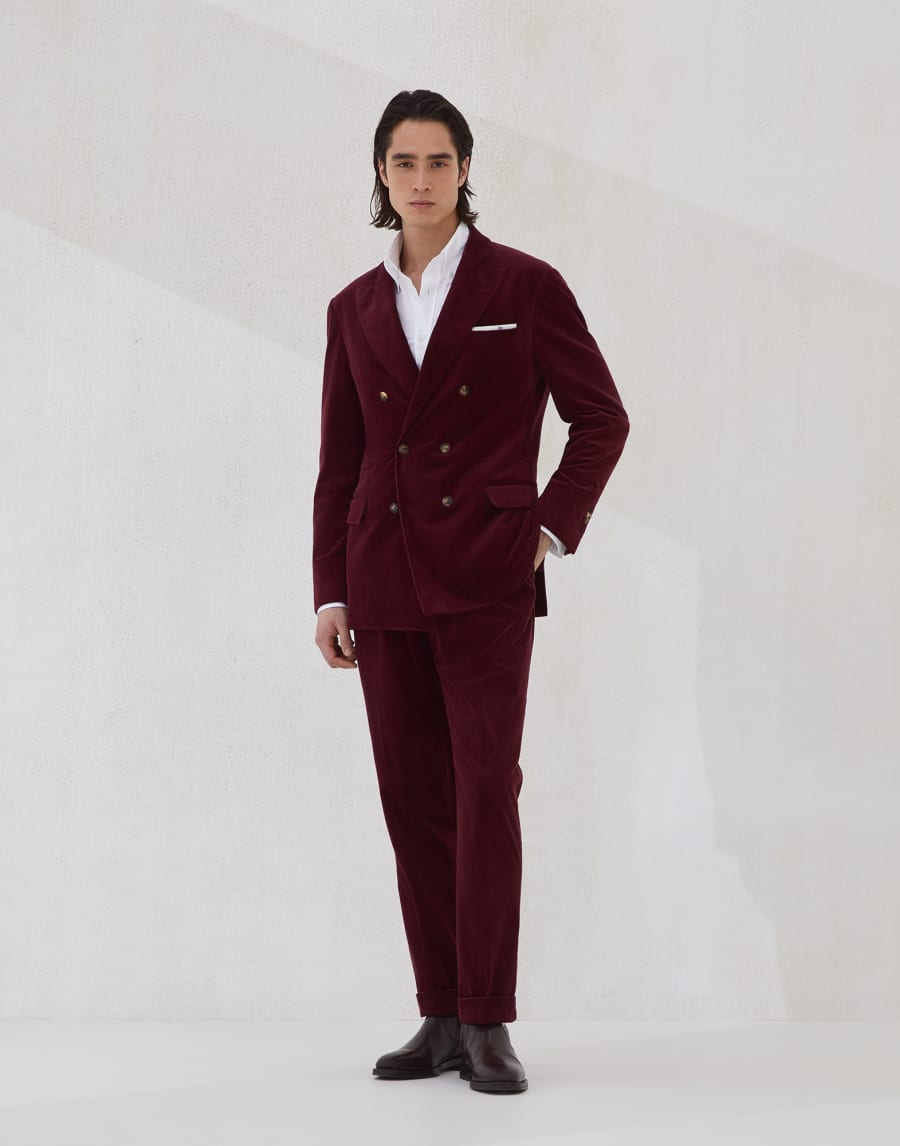 天鹅绒小西装套装 苋菜紫 男款 - Brunello Cucinelli