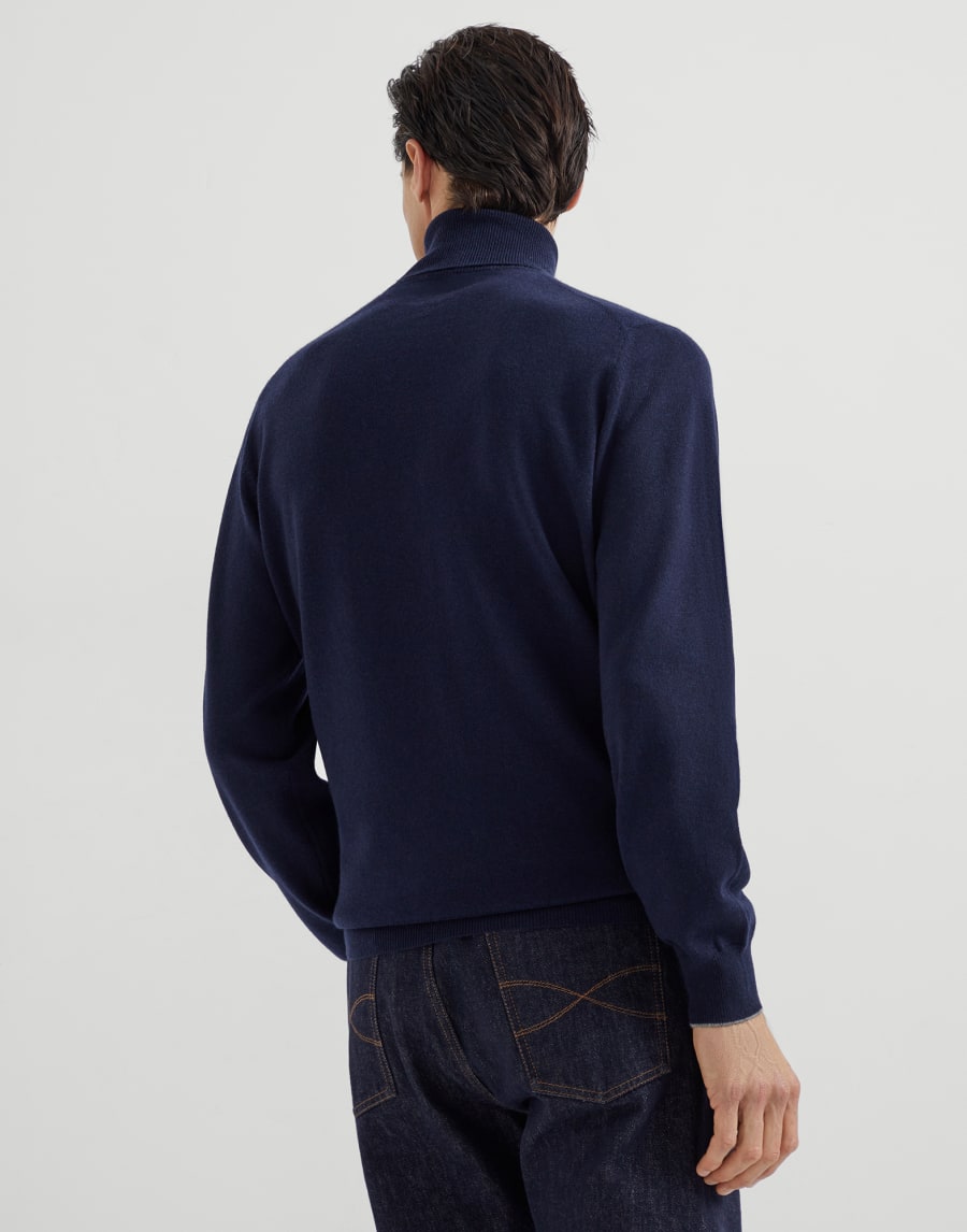 Turtleneck sweater Navy Blue Man - Brunello Cucinelli