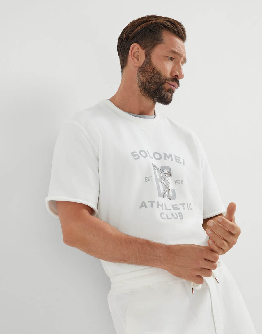 Sudadera en felpa de algodón Smooth Blanco Crudo Hombre - Brunello Cucinelli