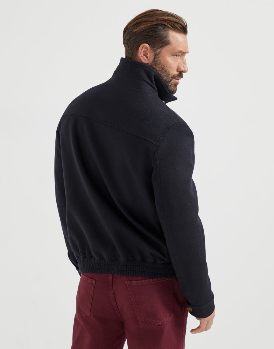 Bomber in flanella di lana Nero Uomo - Brunello Cucinelli