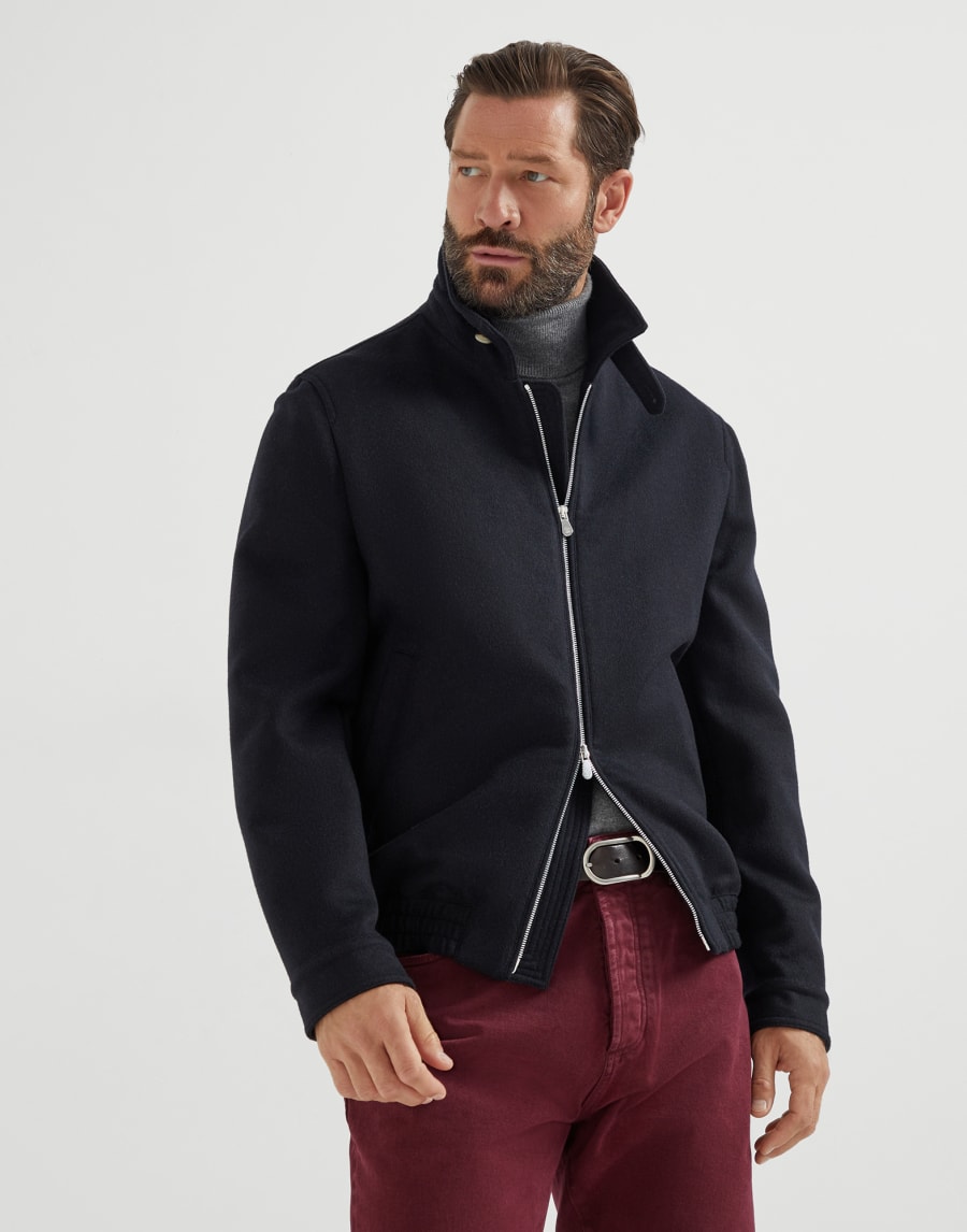 Wool flannel bomber jacket Black Man - Brunello Cucinelli