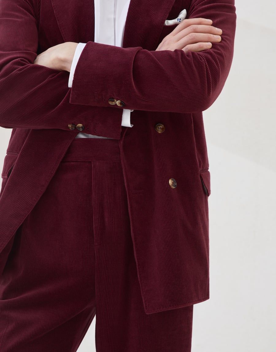 Trousers with double pleats and tabs Amaranth Man - Brunello Cucinelli