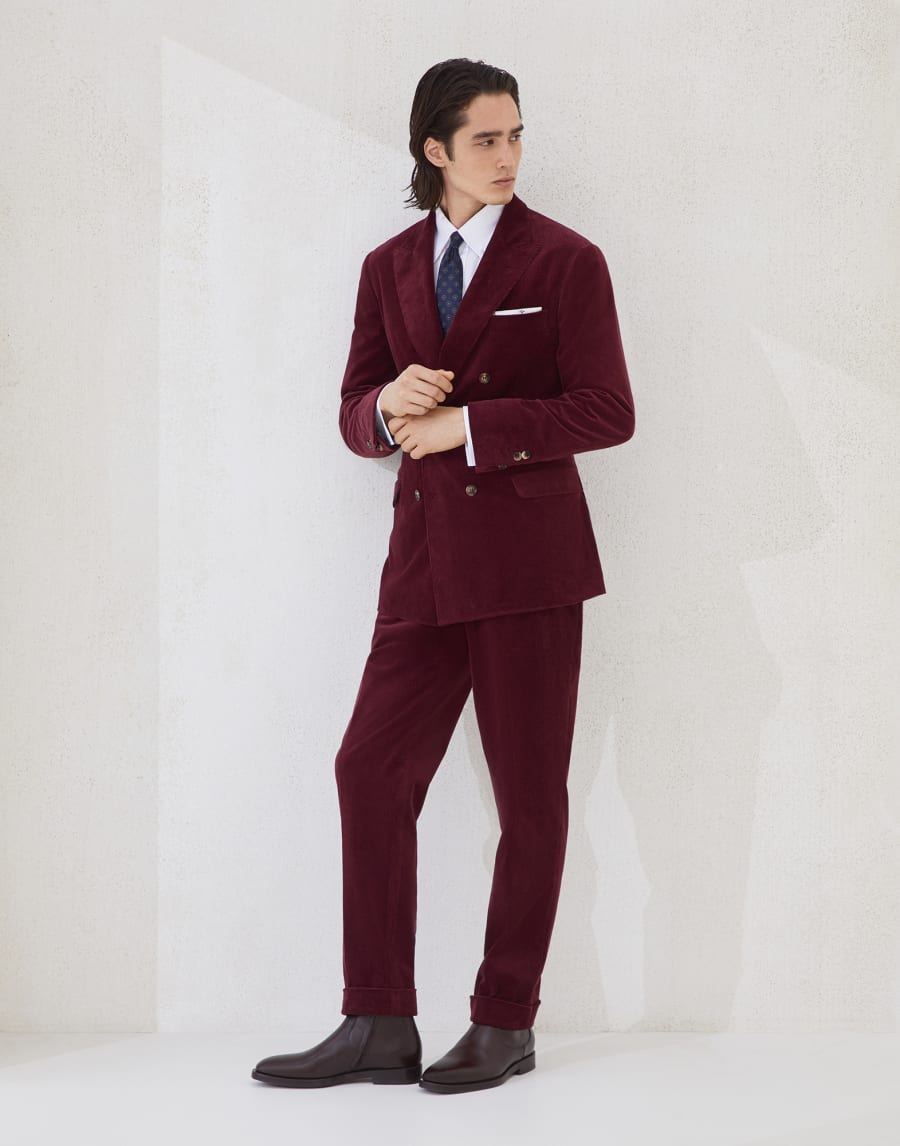 Trousers with double pleats and tabs Amaranth Man - Brunello Cucinelli