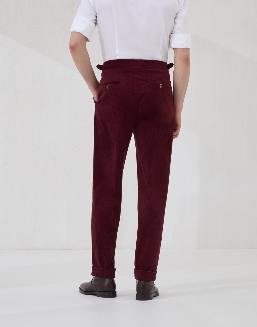 Trousers with double pleats and tabs Amaranth Man - Brunello Cucinelli