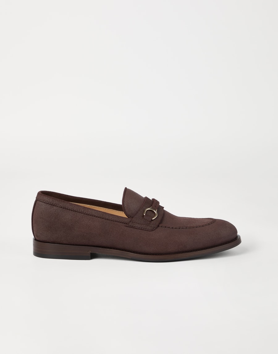 Penny-Loafer aus Veloursleder Braun Herren - Brunello Cucinelli