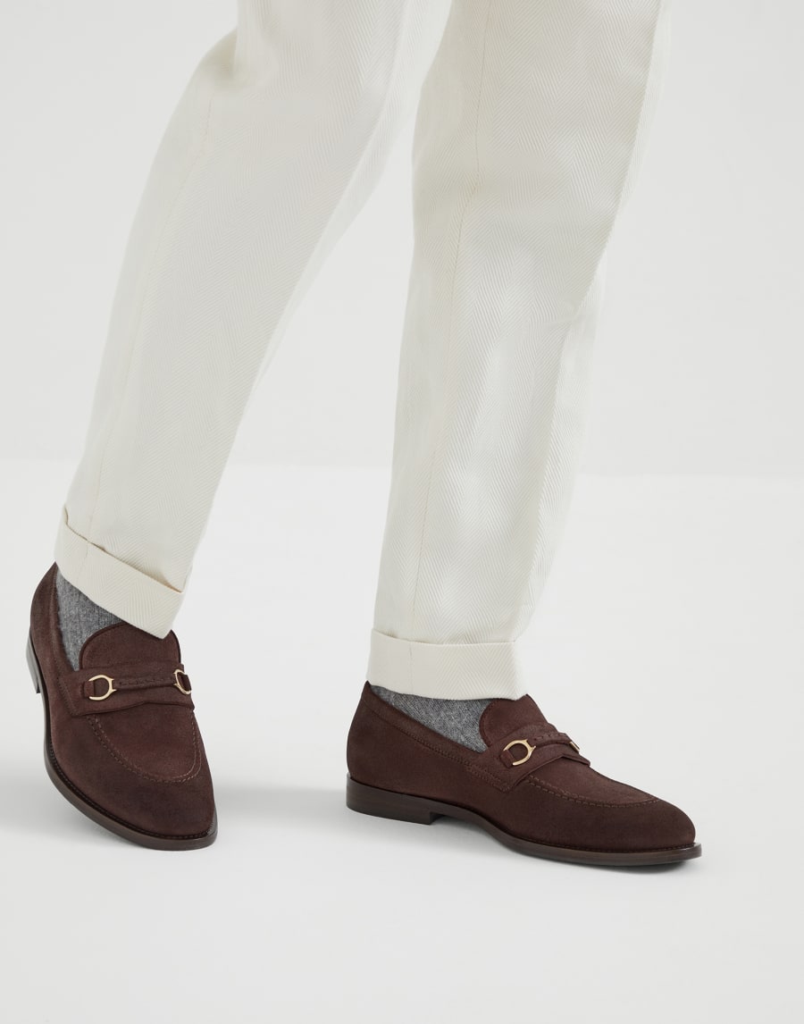 Suede Penny loafer Brown Man - Brunello Cucinelli