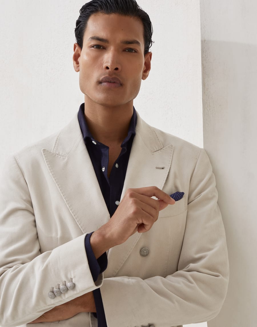 One-and-a-half breasted blazer Ivory Man - Brunello Cucinelli