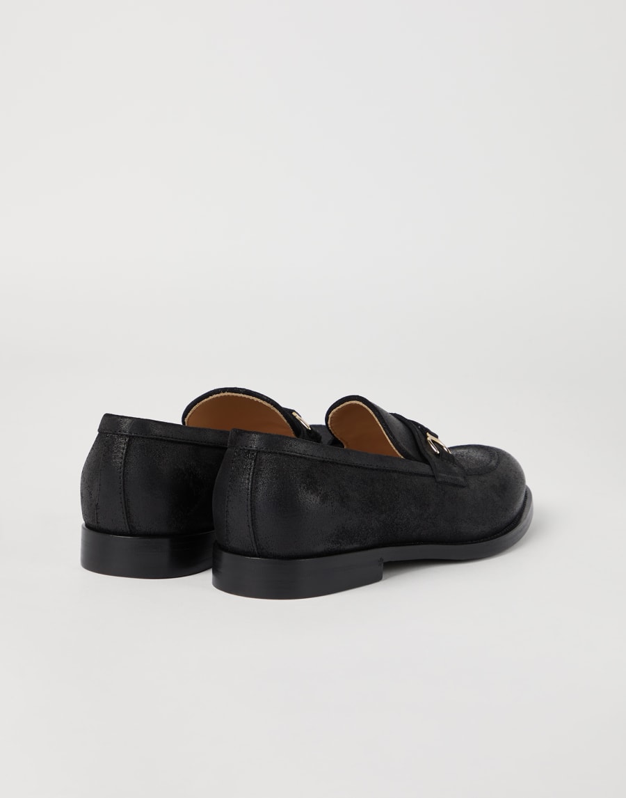 Penny-Loafer aus Veloursleder Schwarz Herren - Brunello Cucinelli