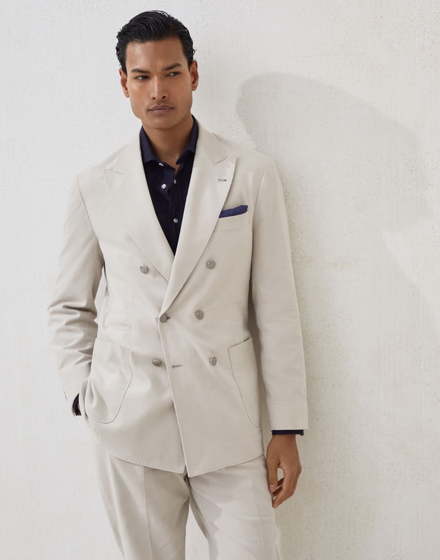 One-and-a-half breasted blazer Ivory Man - Brunello Cucinelli