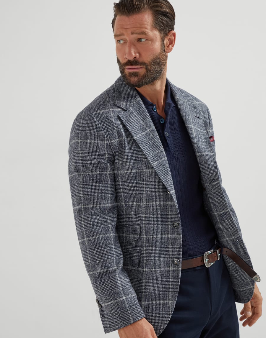 Rib knit polo Navy Blue Man - Brunello Cucinelli