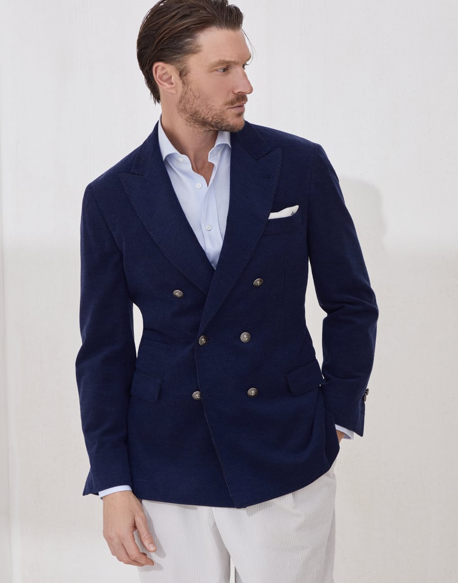 Corduroy blazer Sapphire Man - Brunello Cucinelli