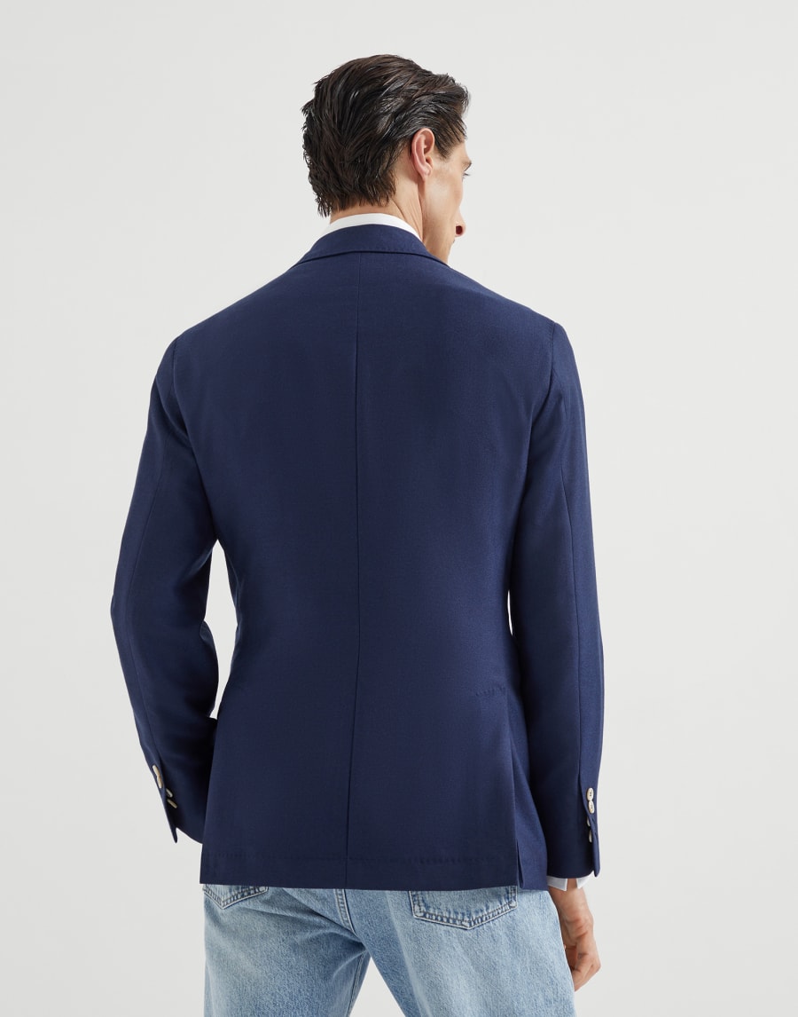 Twill unconstructed blazer Avio Blue Man - Brunello Cucinelli