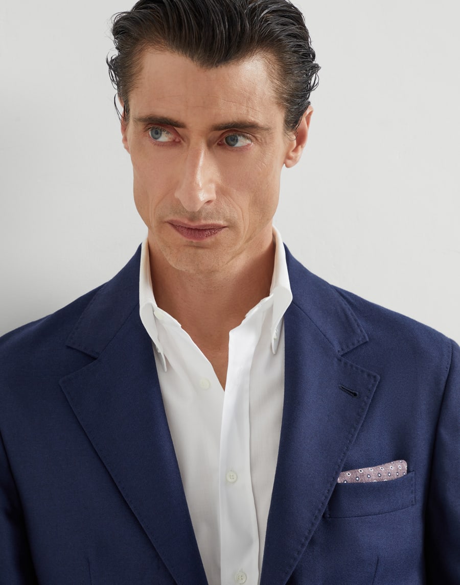 Twill unconstructed blazer Avio Blue Man - Brunello Cucinelli
