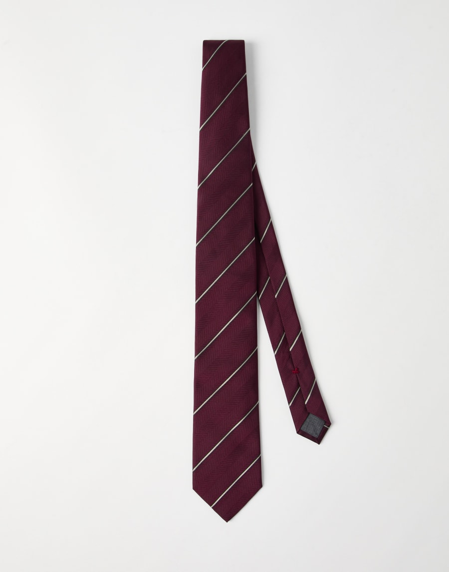 Striped silk necktie Amaranth Man - Brunello Cucinelli