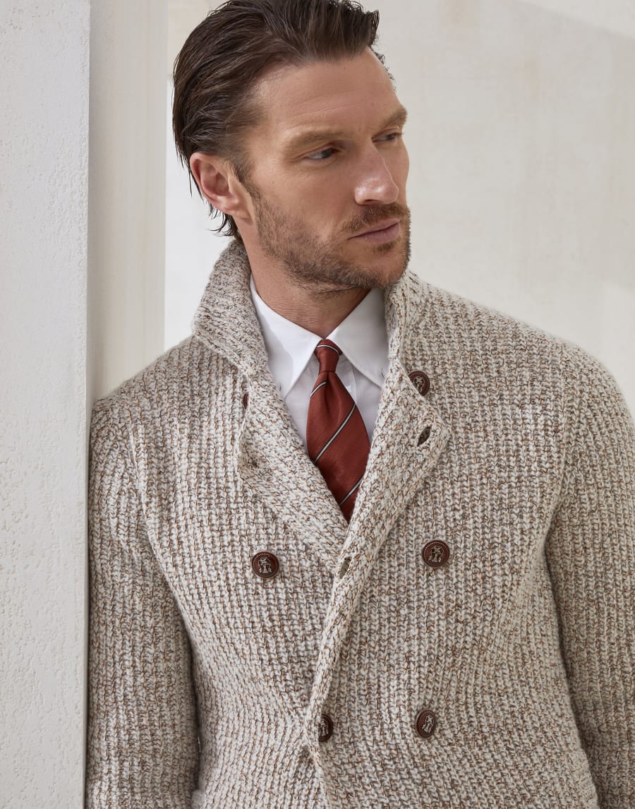 Striped silk necktie Orange Man - Brunello Cucinelli