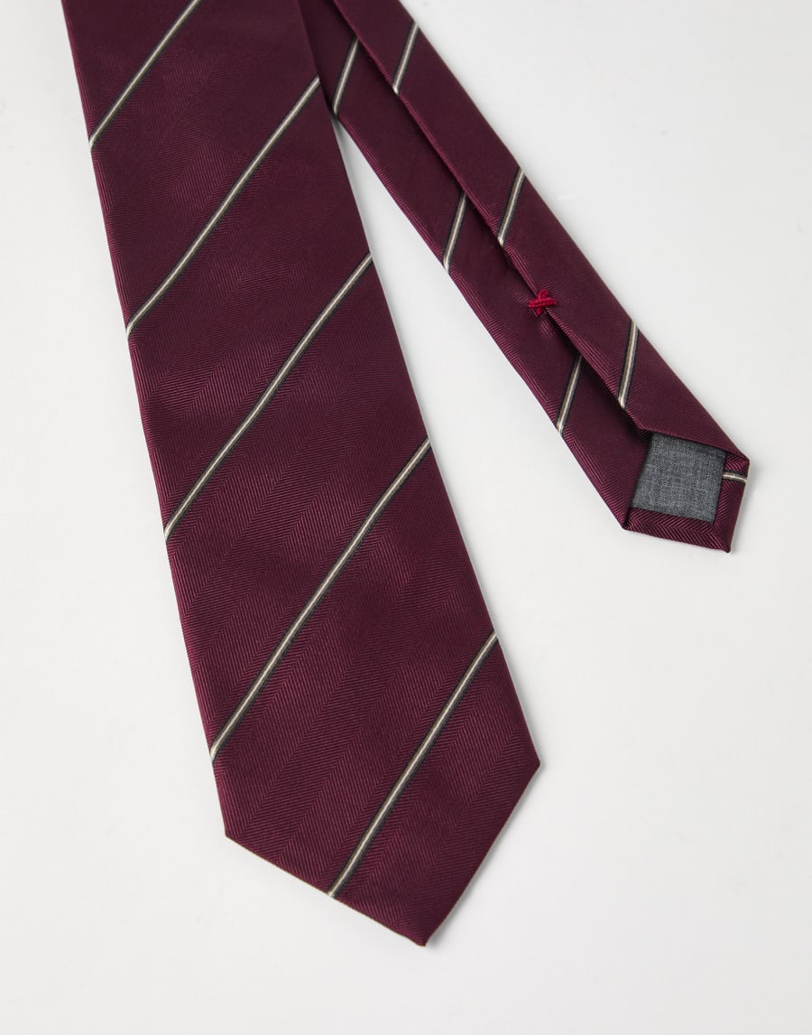 Striped silk necktie Amaranth Man - Brunello Cucinelli