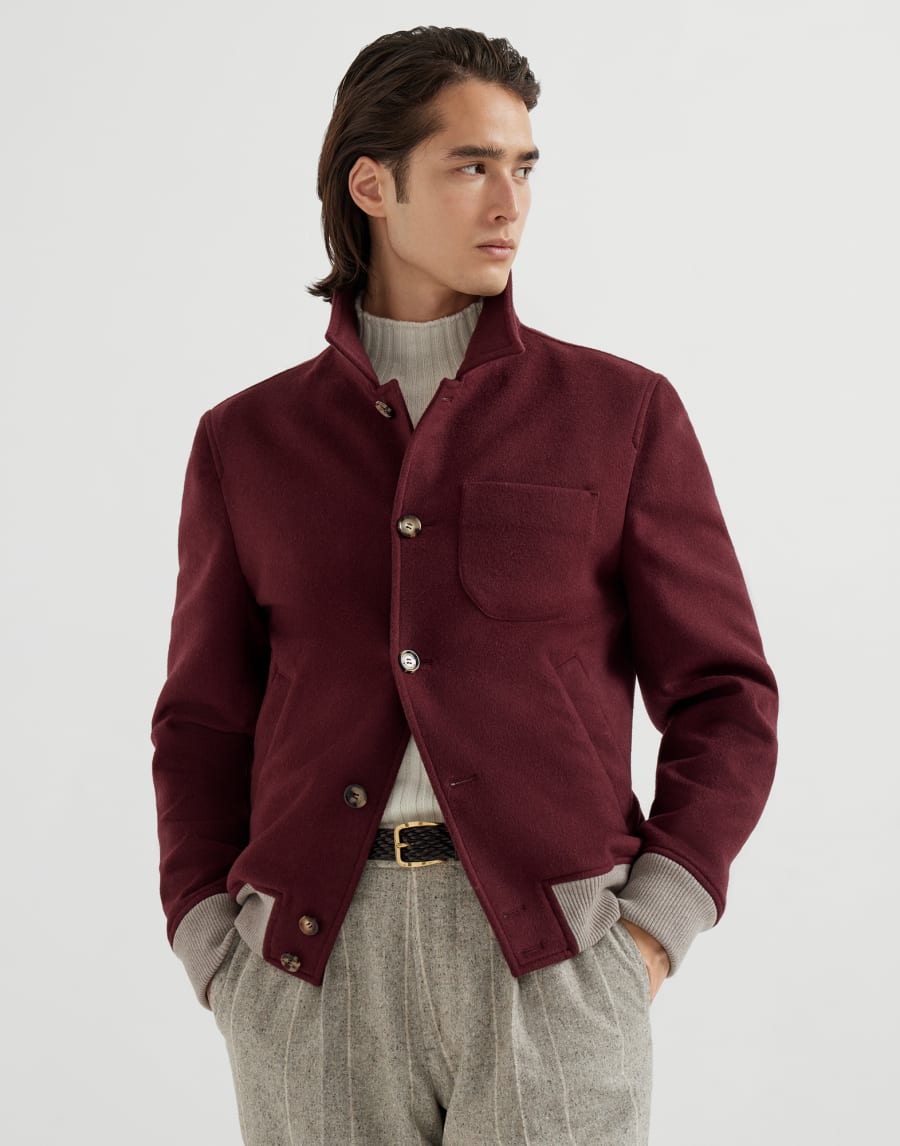 Bomber tipo camisa Bermellón Hombre - Brunello Cucinelli