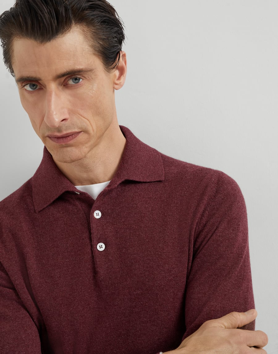 Gestrickte Poloshirt Amarant Herren - Brunello Cucinelli