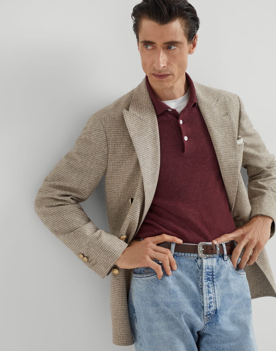 Polo-style sweater Amaranth Man - Brunello Cucinelli