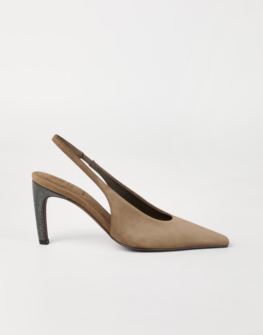 Suede slingback heels Light Brown Woman - Brunello Cucinelli