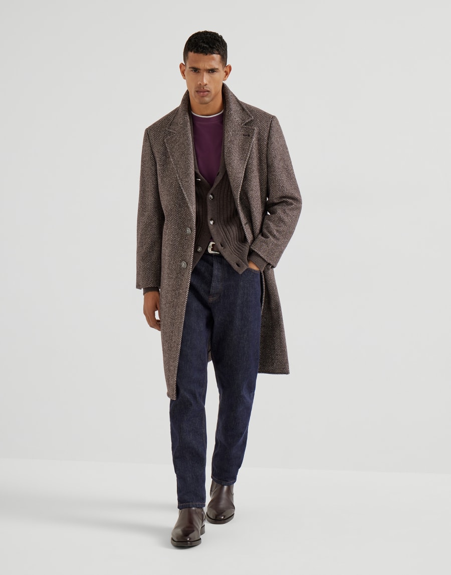 T-shirt with faux-layering Burgundy Man - Brunello Cucinelli