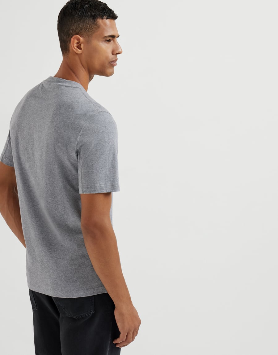 Jersey T-shirt with logo Medium Grey Man - Brunello Cucinelli