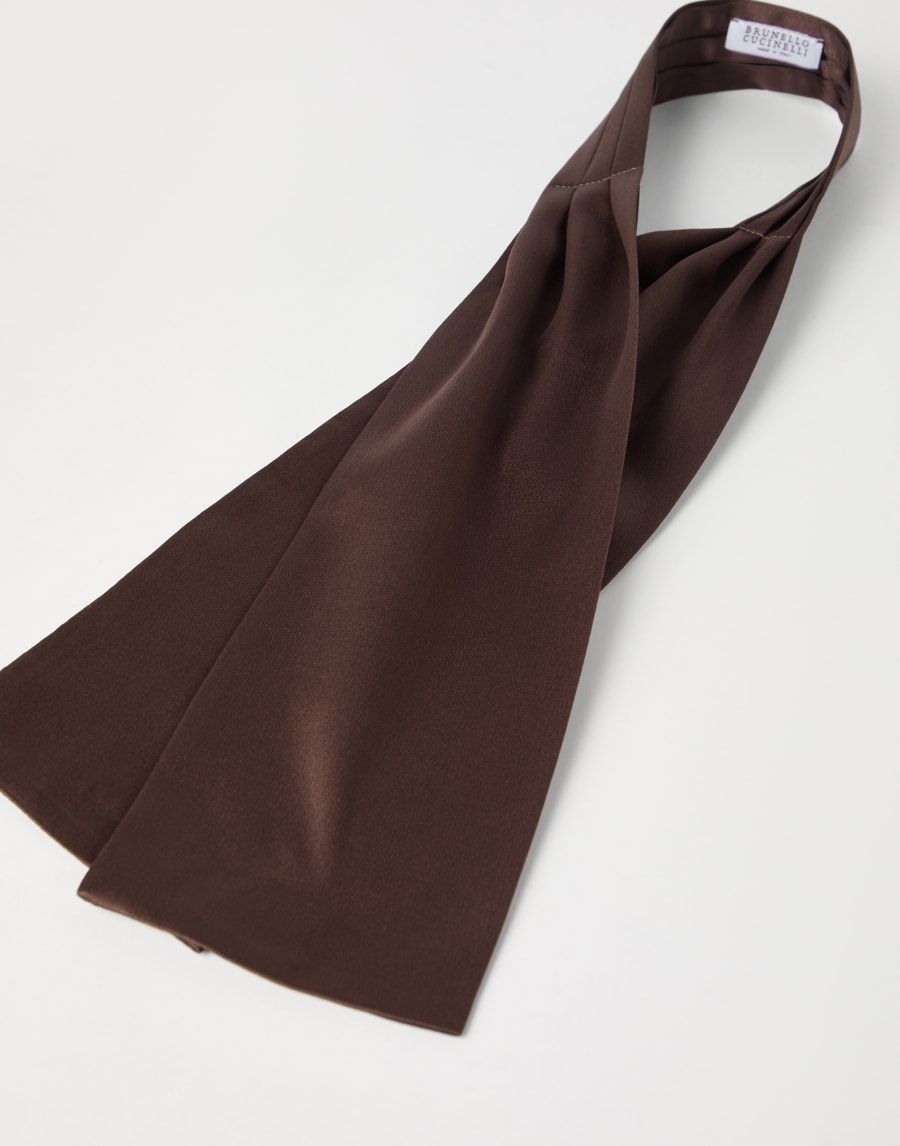 Stretch silk satin jabot Brown Woman - Brunello Cucinelli