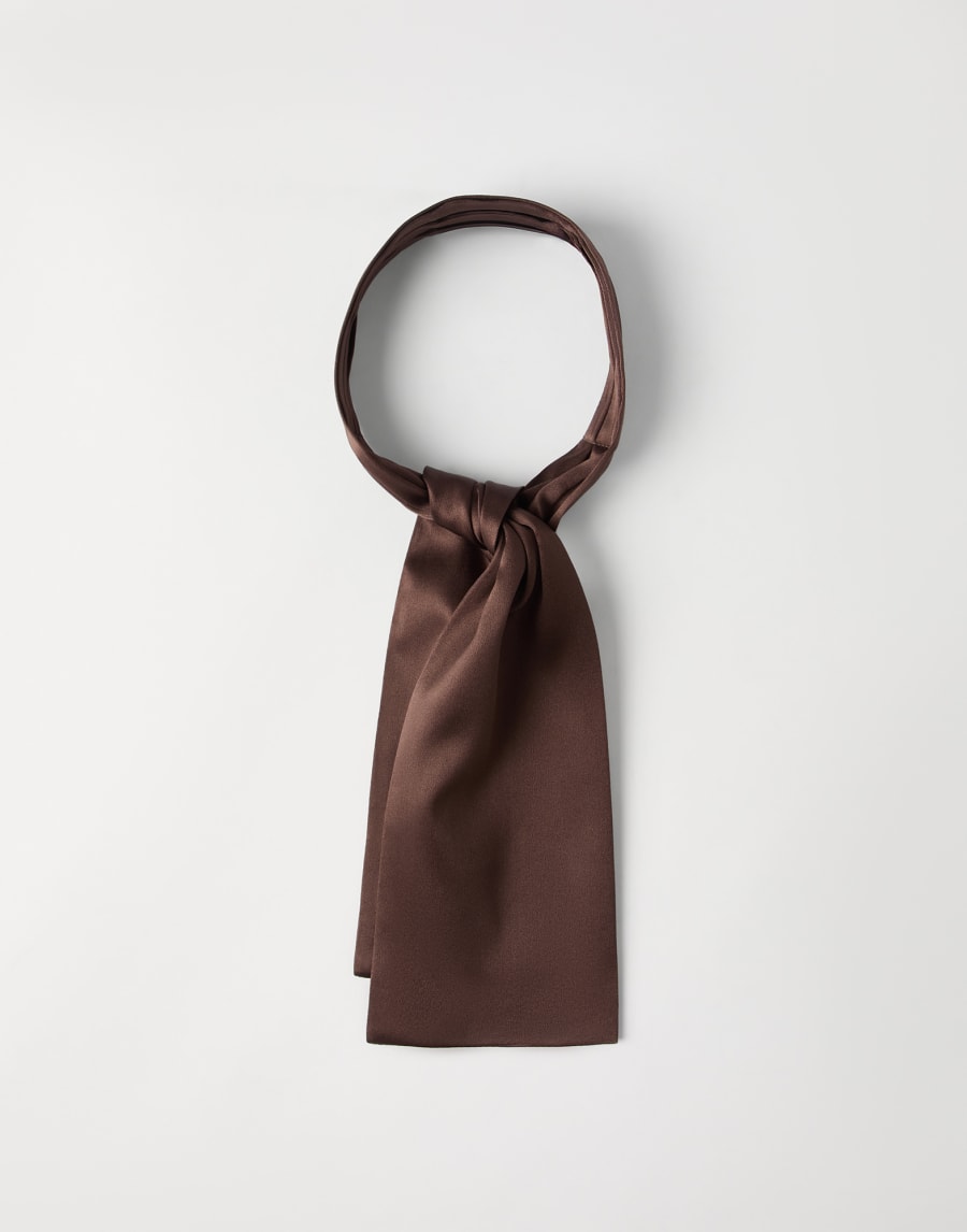 Stretch silk satin jabot Brown Woman - Brunello Cucinelli