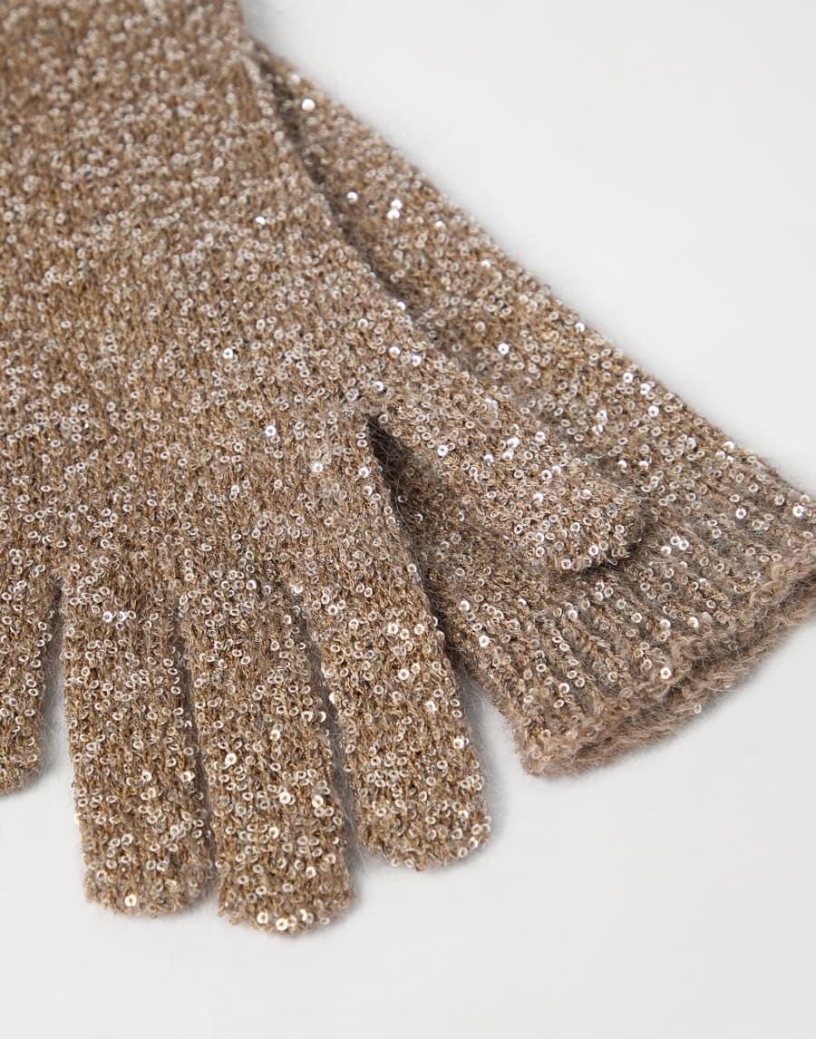 Dazzling knit gloves Beige Woman - Brunello Cucinelli