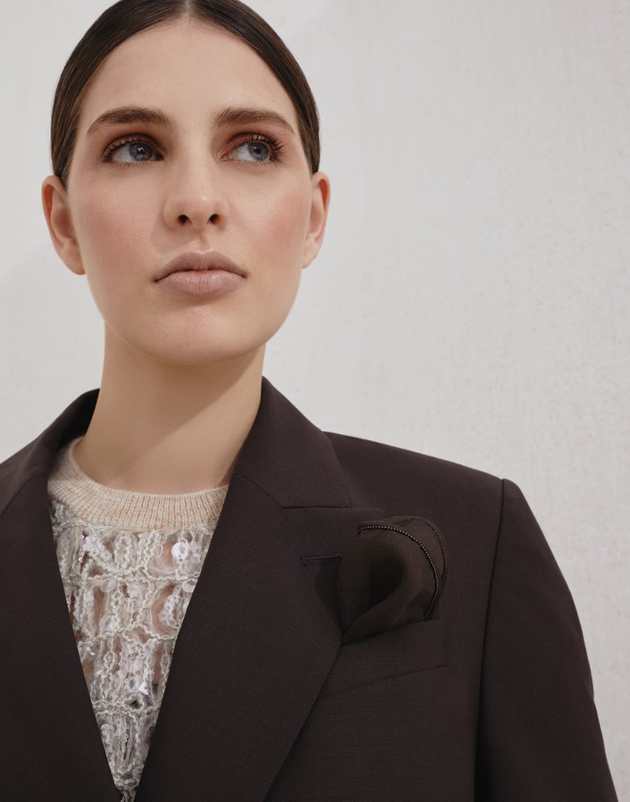 Blazer with monili Cocoa Woman - Brunello Cucinelli