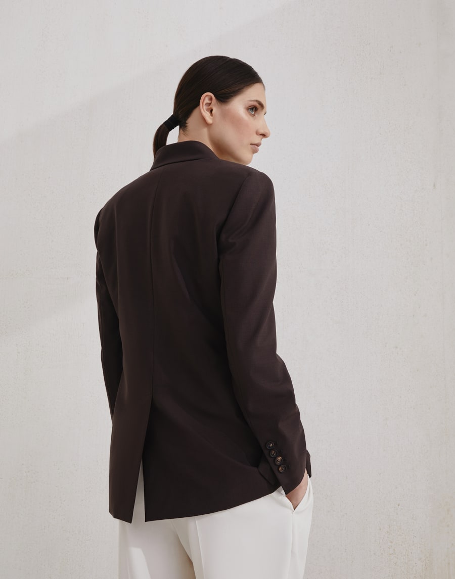 Blazer with monili Cocoa Woman - Brunello Cucinelli