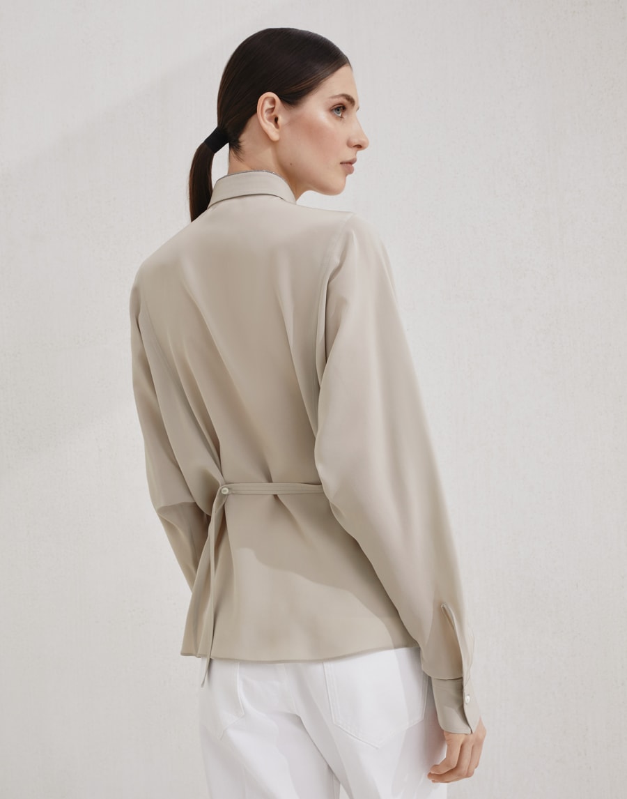 Crêpe de Chine shirt Cool Beige Woman - Brunello Cucinelli