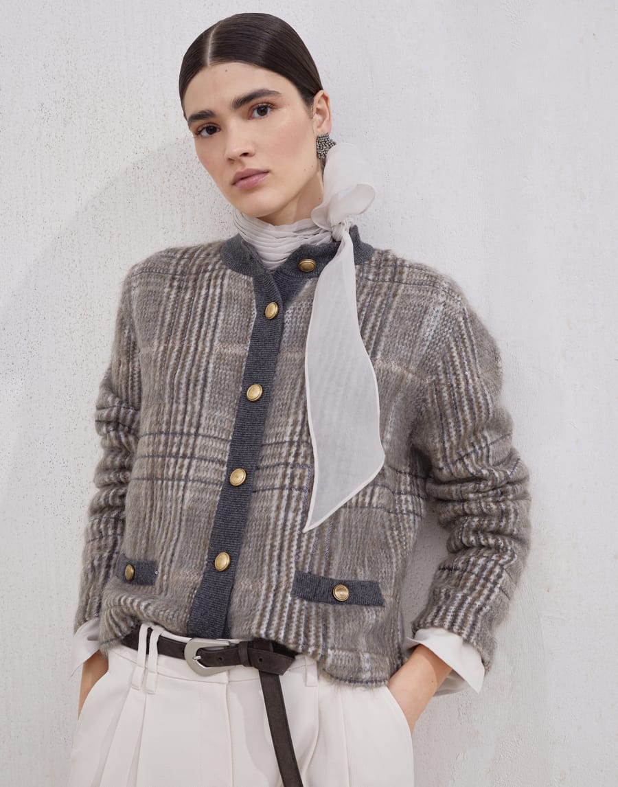 ダズリングチェックジャカード カーディガン マルチカラー レディース - Brunello Cucinelli