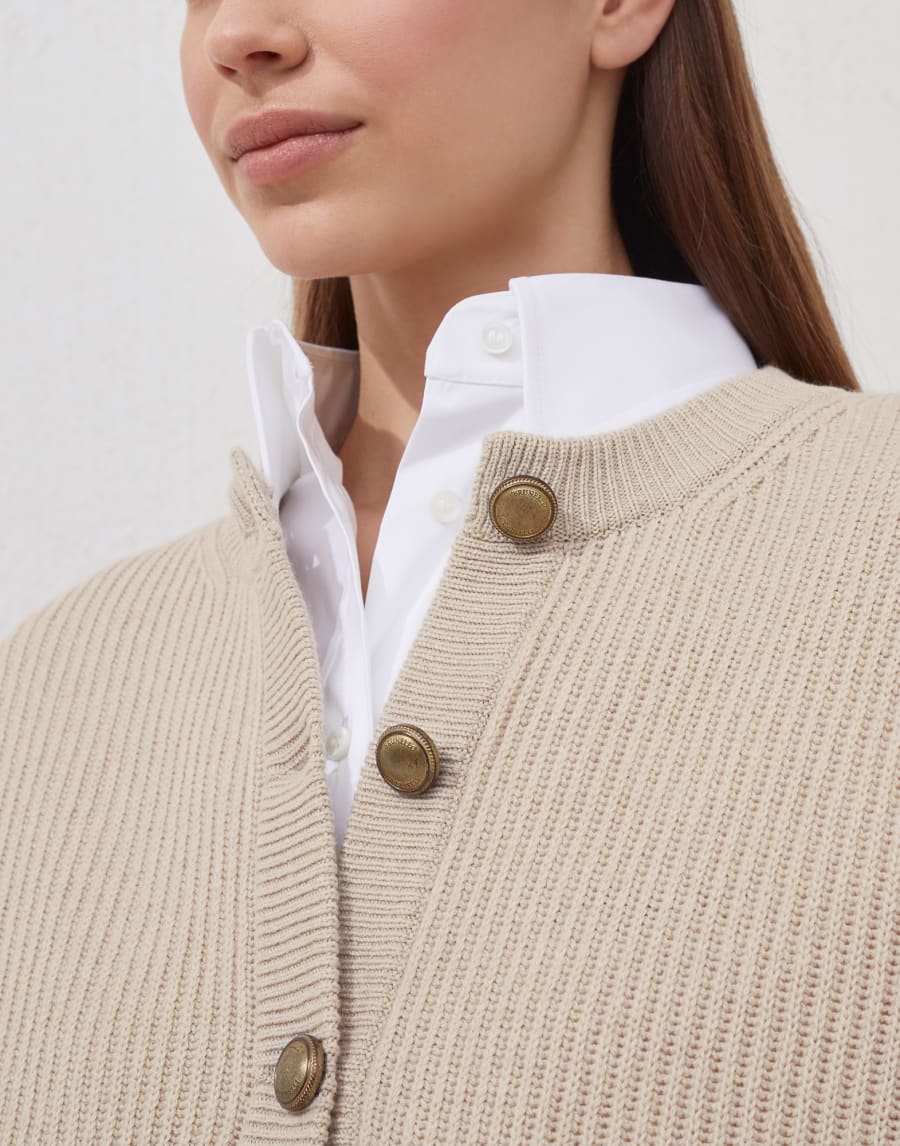 Wool, cashmere and silk cardigan Beige Woman - Brunello Cucinelli