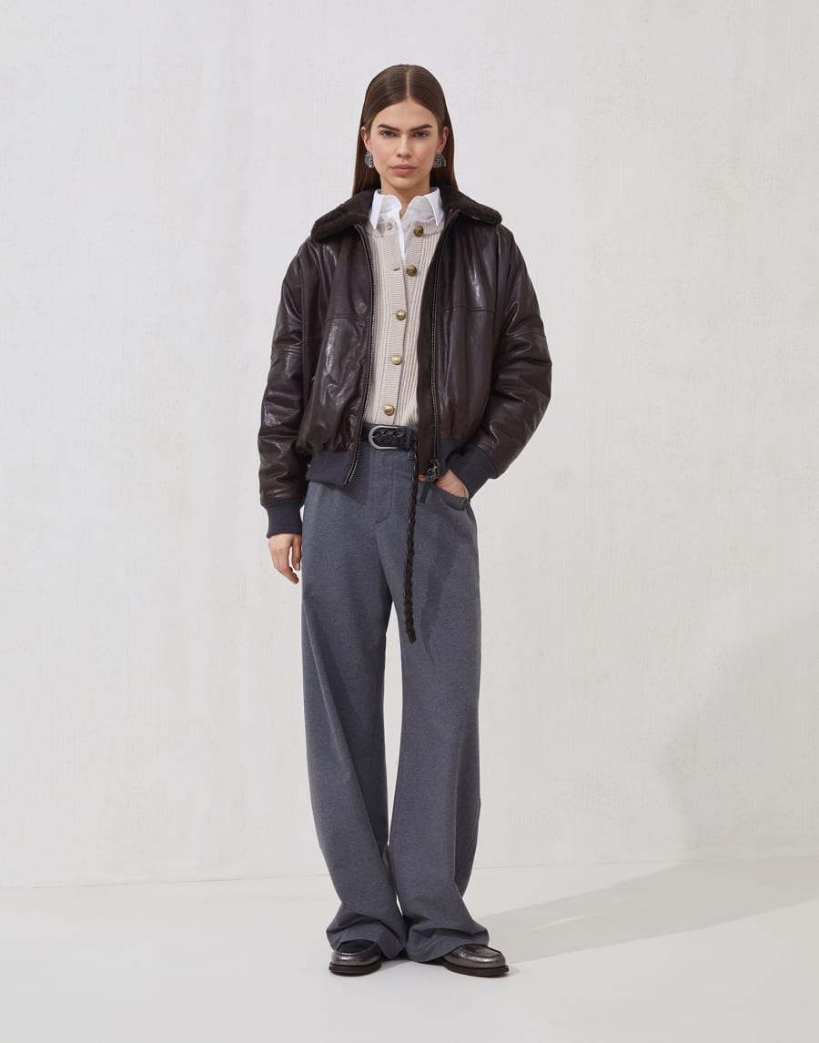 Wool, cashmere and silk cardigan Beige Woman - Brunello Cucinelli