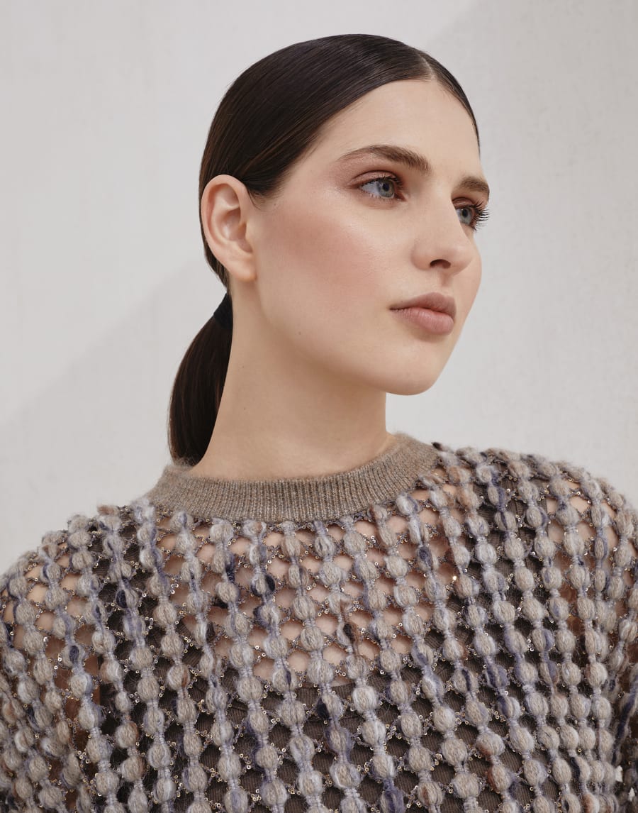 Balloon net knit T-shirt Camel Woman - Brunello Cucinelli