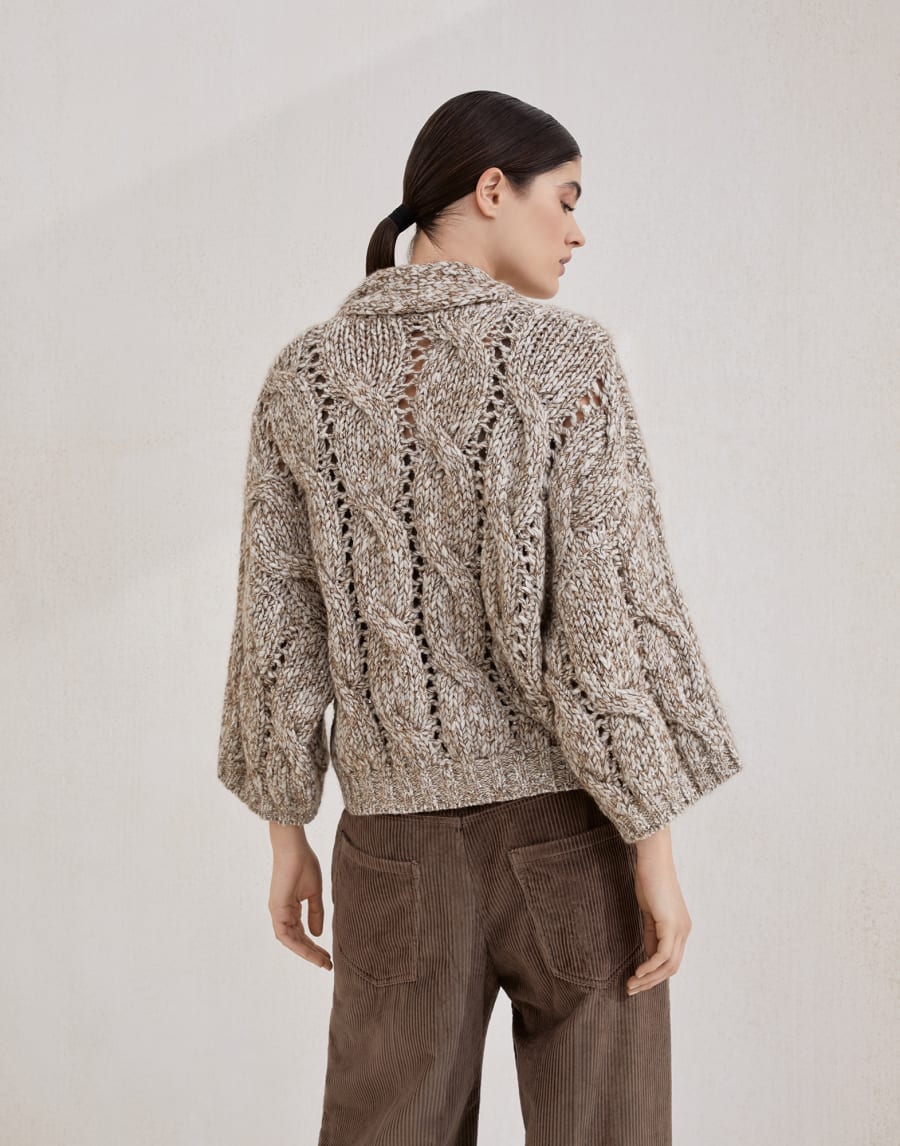 Dazzling chiné cardigan Beige Woman - Brunello Cucinelli