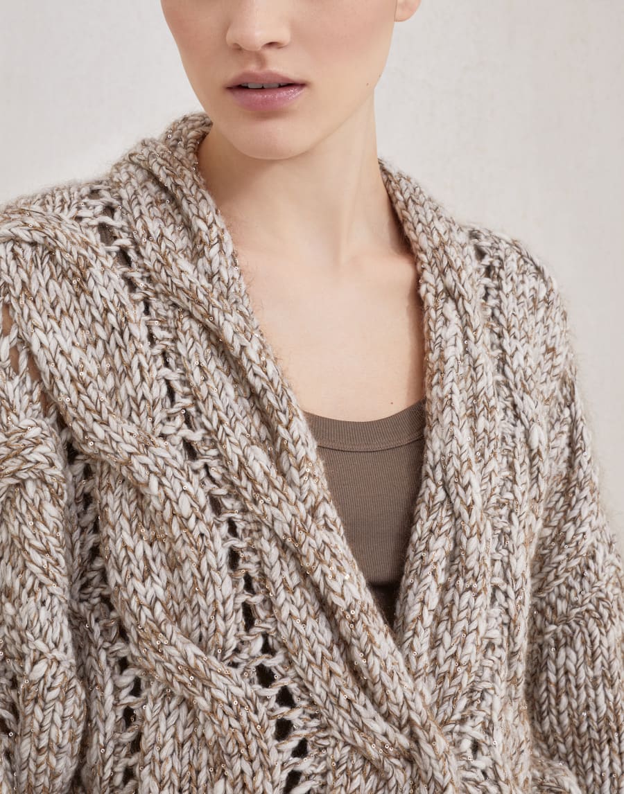 Dazzling chiné cardigan Beige Woman - Brunello Cucinelli
