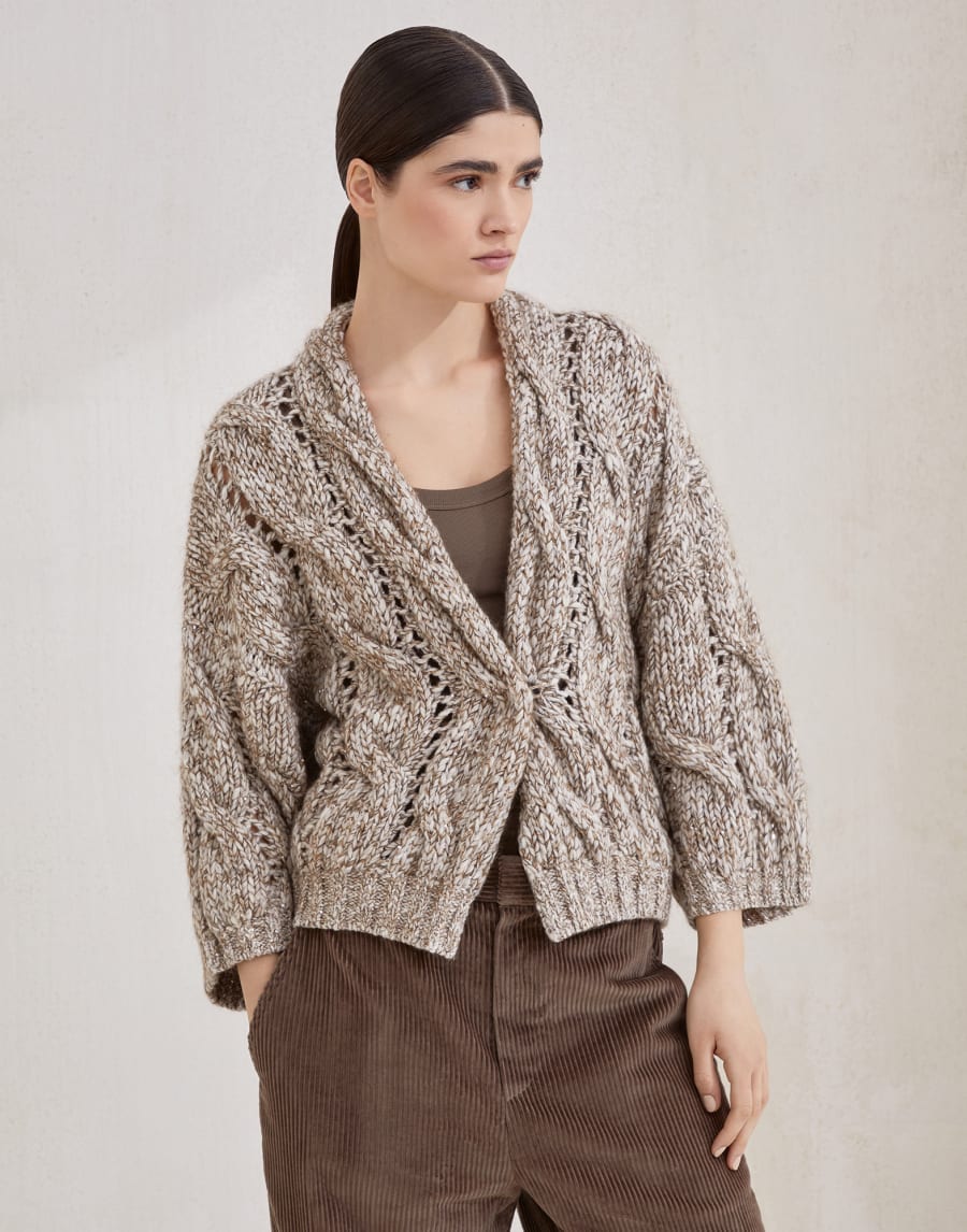 Кардиган Dazzling Chiné Бежевый Женщина - Brunello Cucinelli