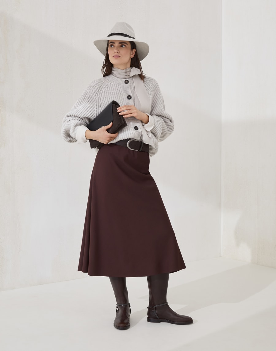 Falda Flute de sarga Bermellón Mujer - Brunello Cucinelli