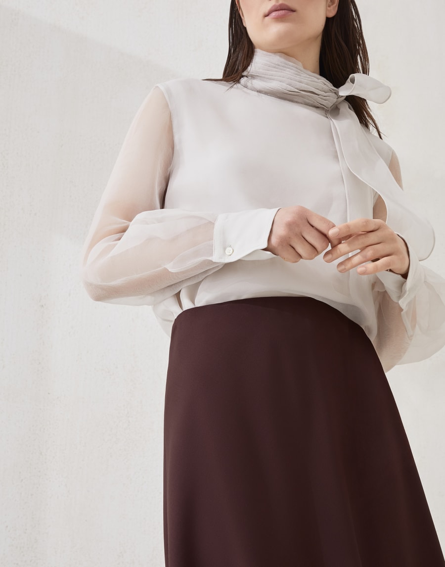 斜纹布管状半身裙 深紫红色 女款 - Brunello Cucinelli