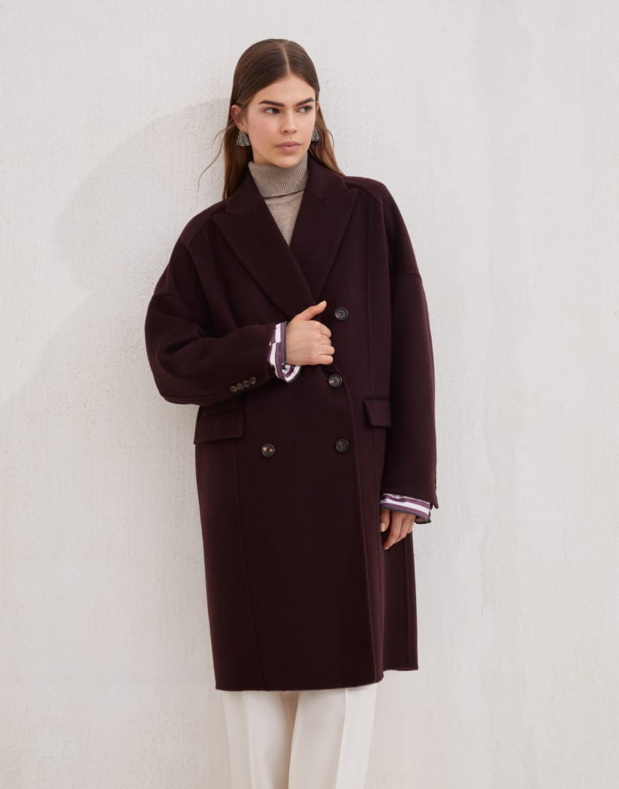 Cappotto lavorazione double Burgundy Donna - Brunello Cucinelli