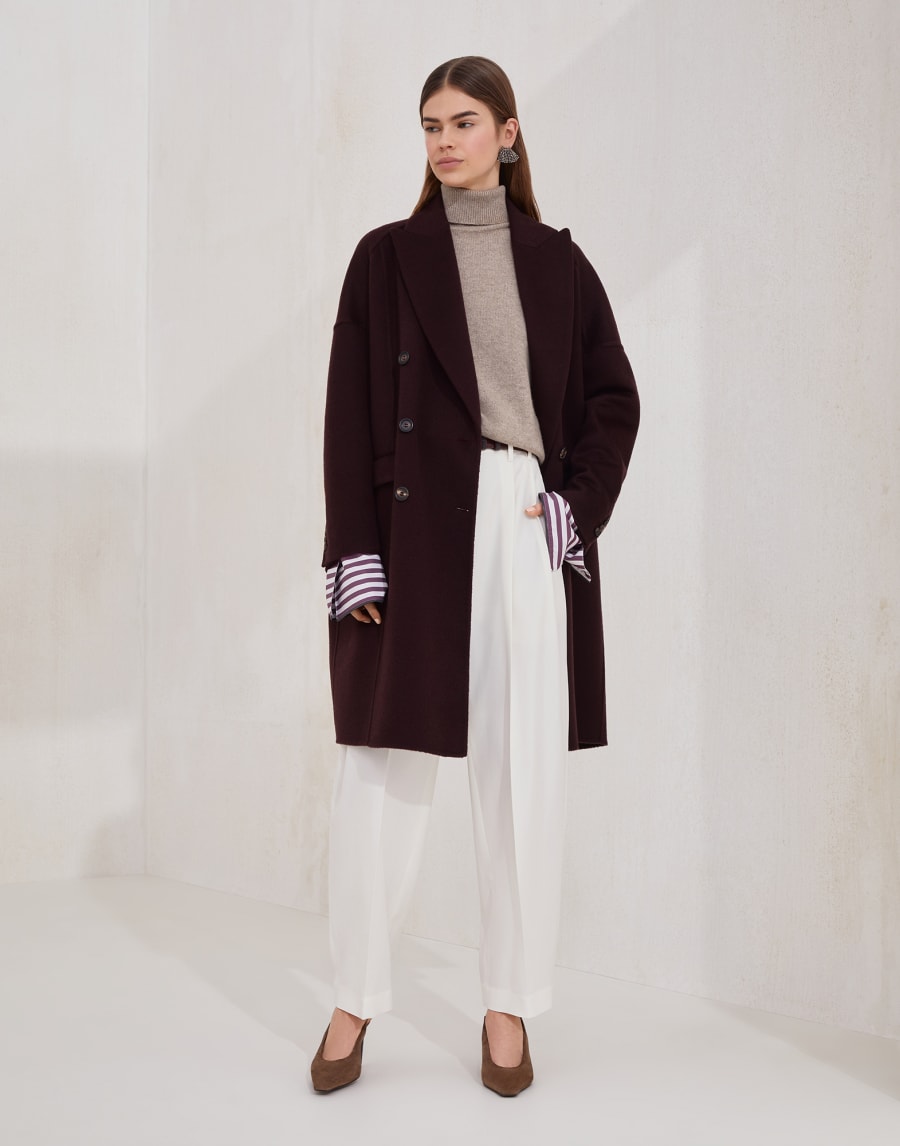 Cashmere beaver cloth coat Burgundy Woman - Brunello Cucinelli