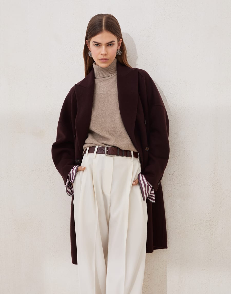 Cappotto lavorazione double Burgundy Donna - Brunello Cucinelli