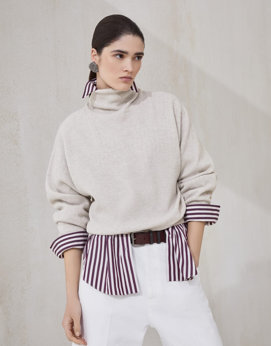 Wool, cashmere and silk sweater Cool Beige Woman - Brunello Cucinelli