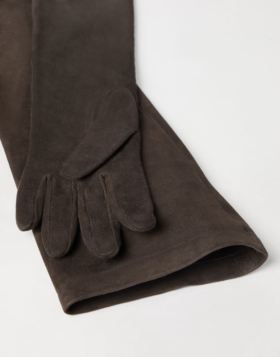 Couture suede gloves Rust Brown Woman - Brunello Cucinelli